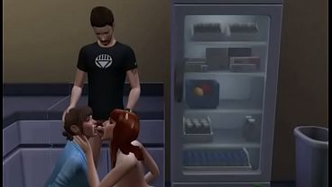 Sims 4 dude does a couple of girls in his kitchen