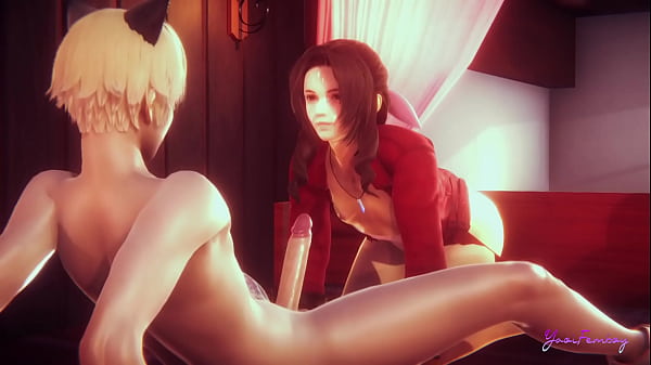 Final Fantasy Yaoi - Aerith Femboy Handjob, Blobjos and fucked 