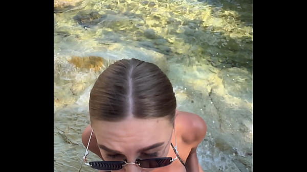 Play MP4 - Best blowjob with cum on face and tits from a stranger on the beach