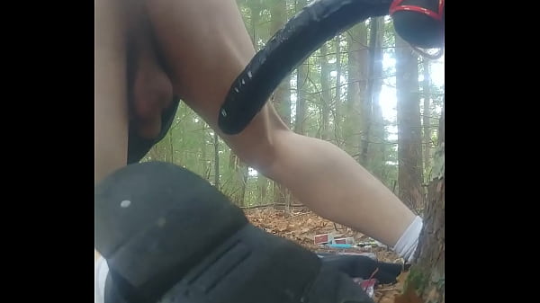 Love fucking my big hard dildo in the woods at work 