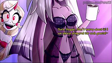 Vaggie and Charlie from Hazbin Hotel shape their new slave (Hard JOI)