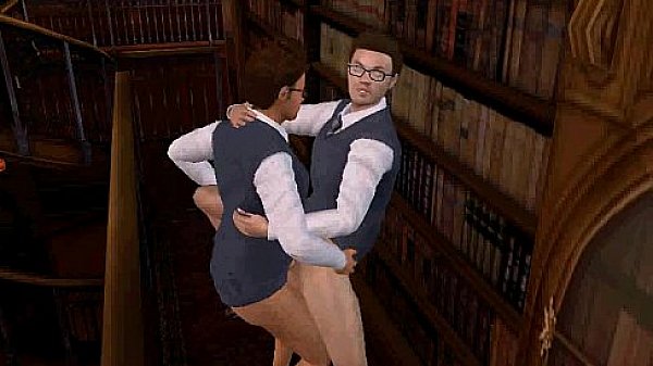 Horny 3D cartoon hunk gets fucked in the library 