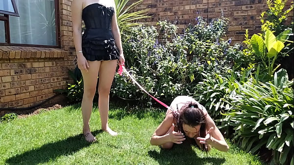 Play MP4 - Girl taking her bitch out for a pee outside &vert; humiliations &vert; piss sniffing