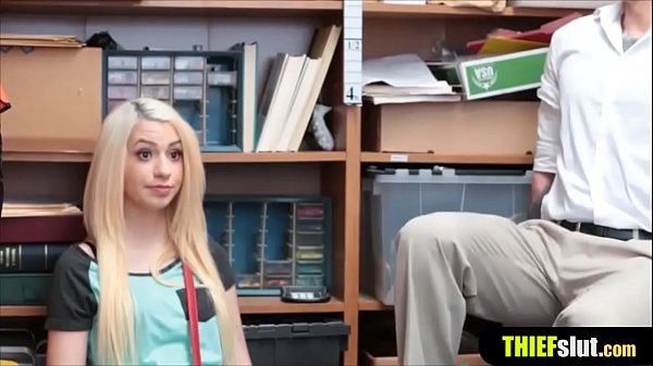 Innocent looking blonde thief chick gets a rough sexual punishement