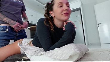 Teased step dad on the couch watching tv till he took my ass hard 