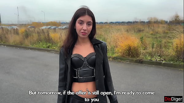 Public pickup rock girl rough blowjob and sex high heels boots leather fetish 