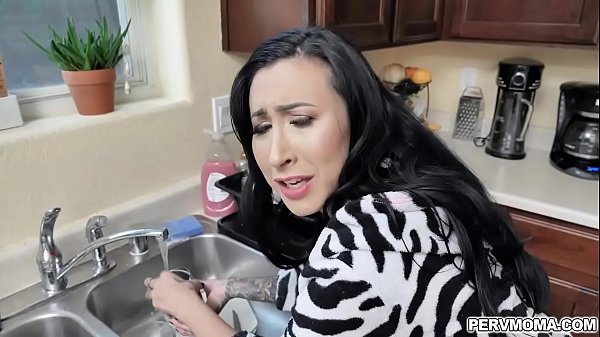 Stepson shoved his big cock deep inside Lilys mature pussy from behind! 