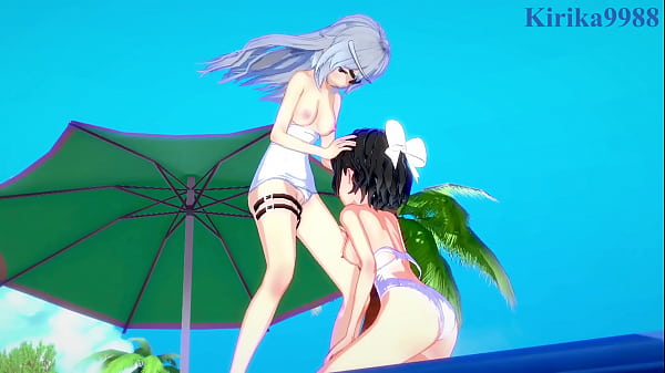 Miku Kohinata and Laura Bodewig lesbian play. - Symphogear & Infinite Stratos Hentai 