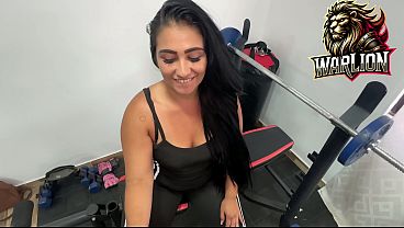 Massive Cock Deepthroated by a Naughty Petite Cutie in the Gym Locker Room