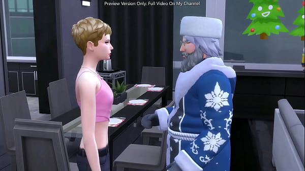 Naughty rich girl gets penetrated by santa's big old cock 