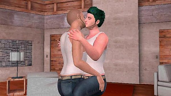 This sexy 3D stud with green hair is sucking a hot hunks big cock 
