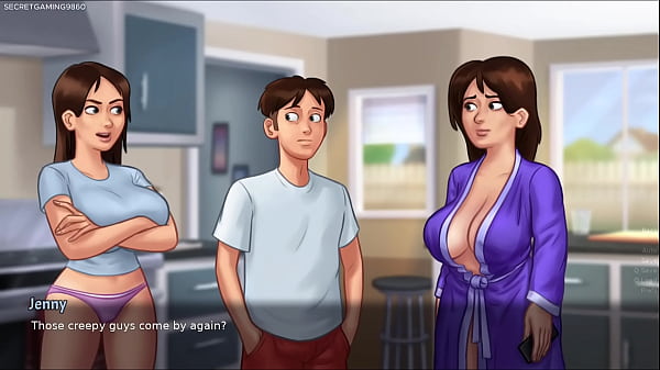 Summertime saga by darkcookie amazing busty stepsister shows her huge natural boobs 