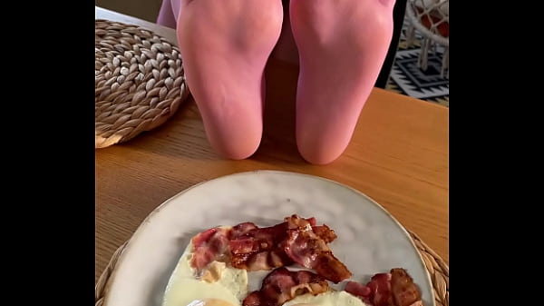 My so delicious nylon soles next to your plate with fried eggs 