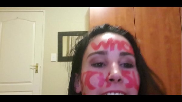 Self humiliation teen slut with_body writing