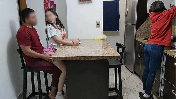 I Like To Eat Sitting On My Step Uncle's Legs Because It Turns Me On When He Touches My Pussy thumbnail