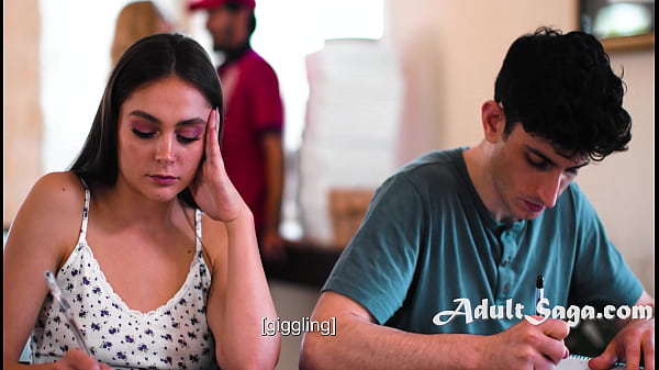 Math tutor rides pizza guy while students study hard