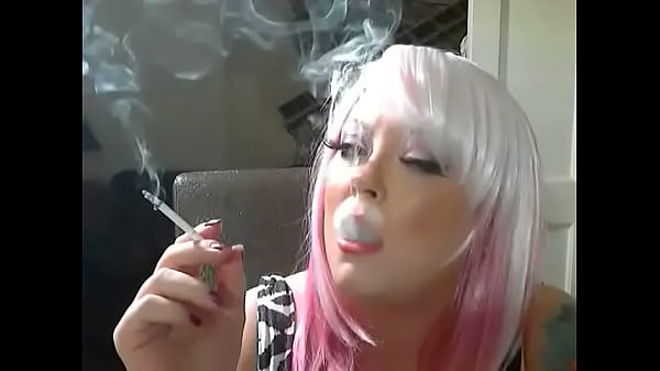 Pink Haired Cute BBW Tina Snua_Smokes ASlim Cigarette