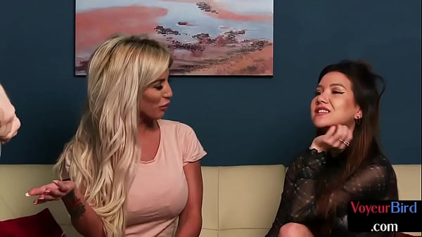 Pervy wanker wanks his cock for eyes of voyeur bosomy MILF and babe 