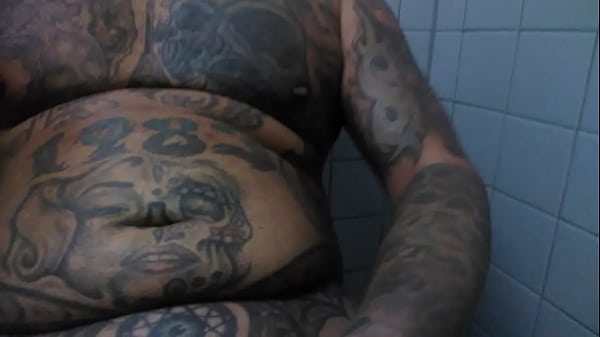 Play MP4 - tattooed man strokes his fat cock