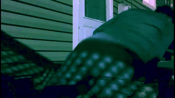 Time lapse stop frame stretch against steps at night with lattice shadow ass and legs effect 