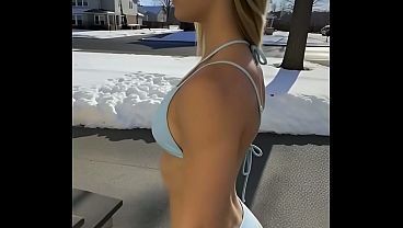 Nonton Winter Sneak Peak - Hot And Cold! - Girls On - Hot Ai Girls In Light Blue Bikinis Stretching On The Steps And Showing Off Their Bodies In The Winter Snow thumbnail