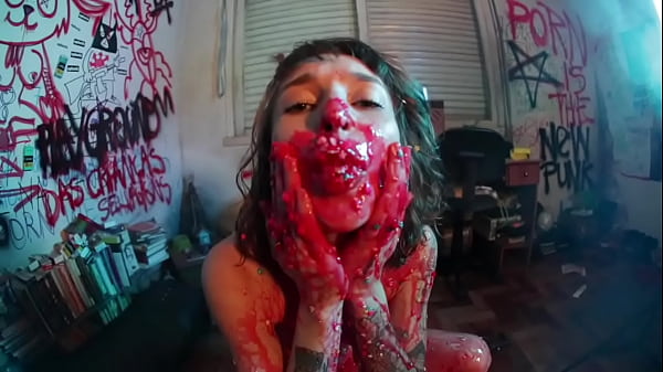 Strawberry syrup enema & messy fun