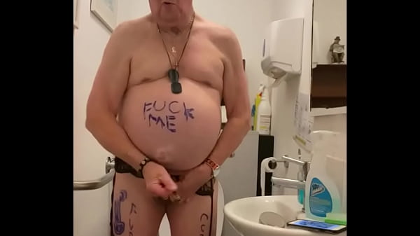 Wanking In Public Loo Wearing Stockings Suspenders And Gstring Feels So Good thumbnail