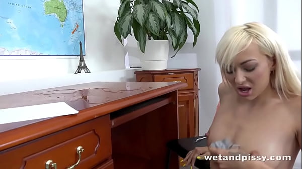 Naughty Blonde Lola Shine_Pees On Her CollegeDesk