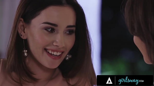 Brunette teens passionately make out