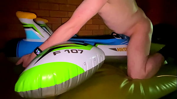 humping blue airplane pooltoy on my single water bed 