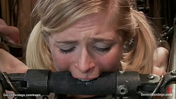 Bound flexible blond whipped and fucked