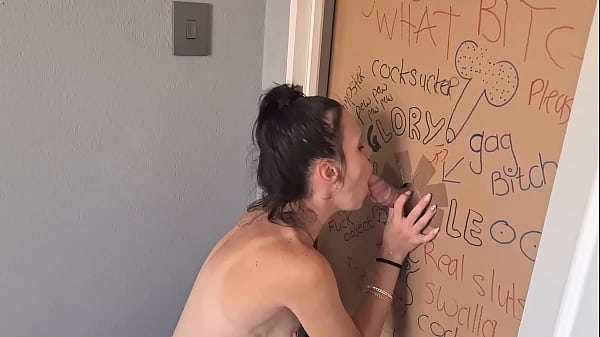 Gloryhole slutsucks and jerksmy dickto get_through_doorway