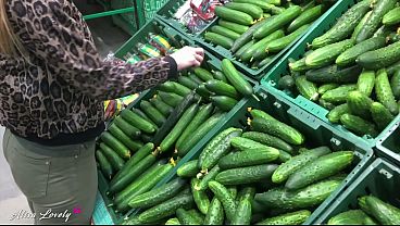The Biggest Cucumber In The Store Will Fuck My Kinky Friend's Wet Pussy Today - Fetish Plant Dildo Play Pov thumbnail