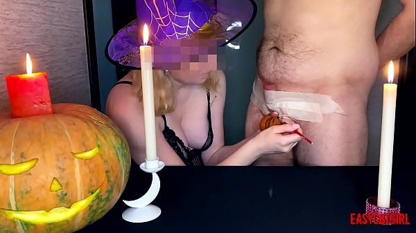 Slutty witch leads a drawing lesson and_turns slave balls into a_pumpkin_AnnyCandy Painboy