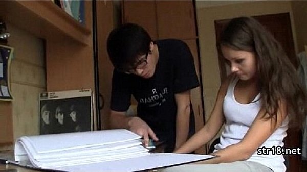 Very hot teens hardcored after class 