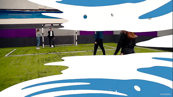 Two girls undressed at the blogger right during the shooting striptease football for undressing