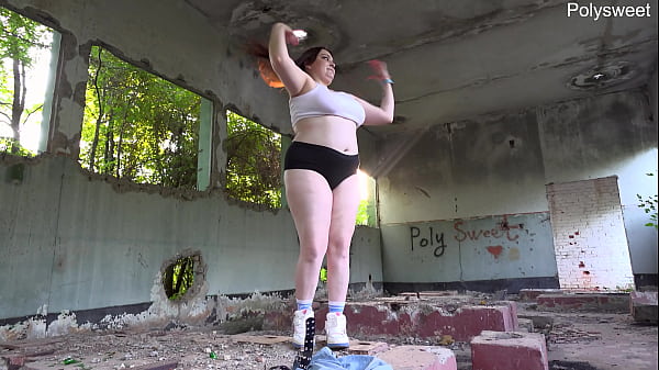 Dancing among the ruins and masturbating with a vibrator naked