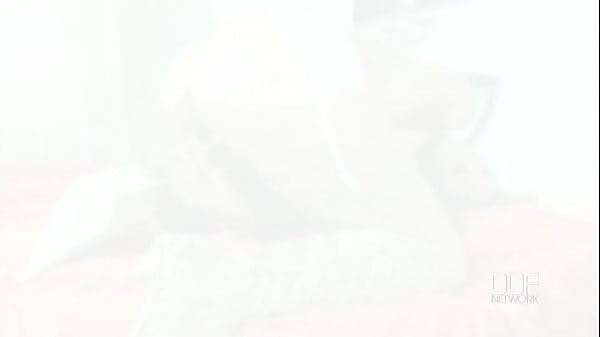 Cramming herself with a glass dildo 