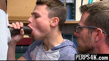 Stepdad And His Boy Suck The Security Guard's Dick To Keep The Cops Away - Perps4k thumbnail