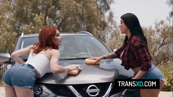 Big tits milf gives a blowjob and gets her pussy pounded by her redhead shemale girlfriend 