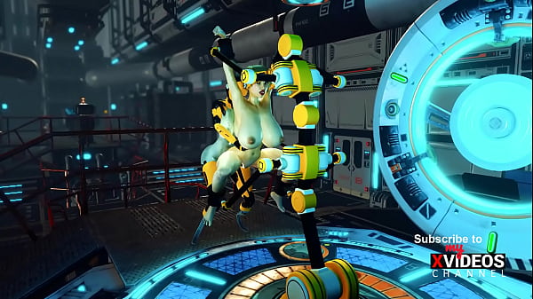 Sci fi bdsm cuffed and fucked a sexy young hottie and shemale android in the lab