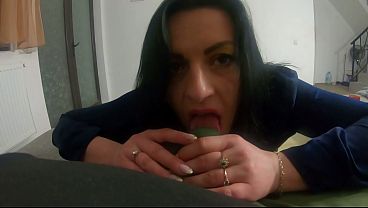 Blowjob in black pantyhose & downjacket &ndash; cum all over my puffy coat