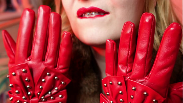 red gloves fetish and fur model