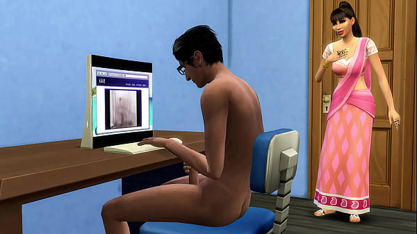 Indian Stepmom Catches Her Nerd Stepson Masturbating In Front Of The Computer Watching Porn Videos - Video thumbnail