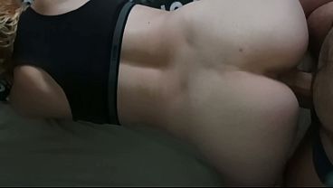 Amateur MILF Slut takes hard doggy fucking while fingering her anus 