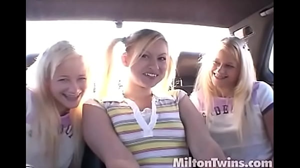 Cute Milton Twins Get Naughty Inside The Car With A Hot Babe thumbnail