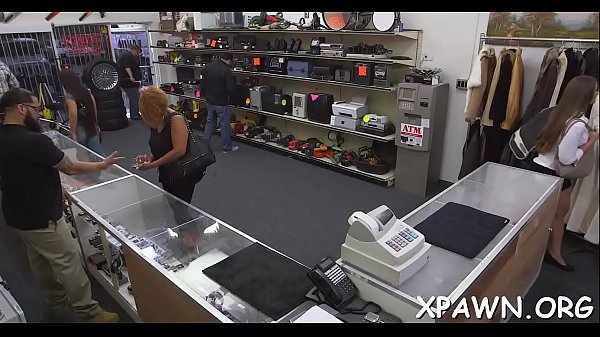 Hot floozy has sex in shop 