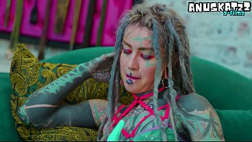 Tattooed babe goes deep solo with anal toys in lingerie 