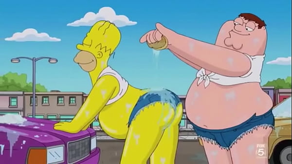 Homer and_Peter have a Car Wash