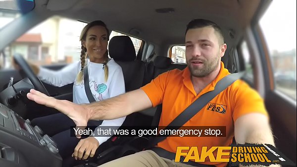 Fake Driving_Busty gym bunny big tits bounce as she squats on cock